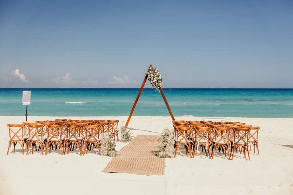 Live Aqua Cancun Beach Wedding Setup