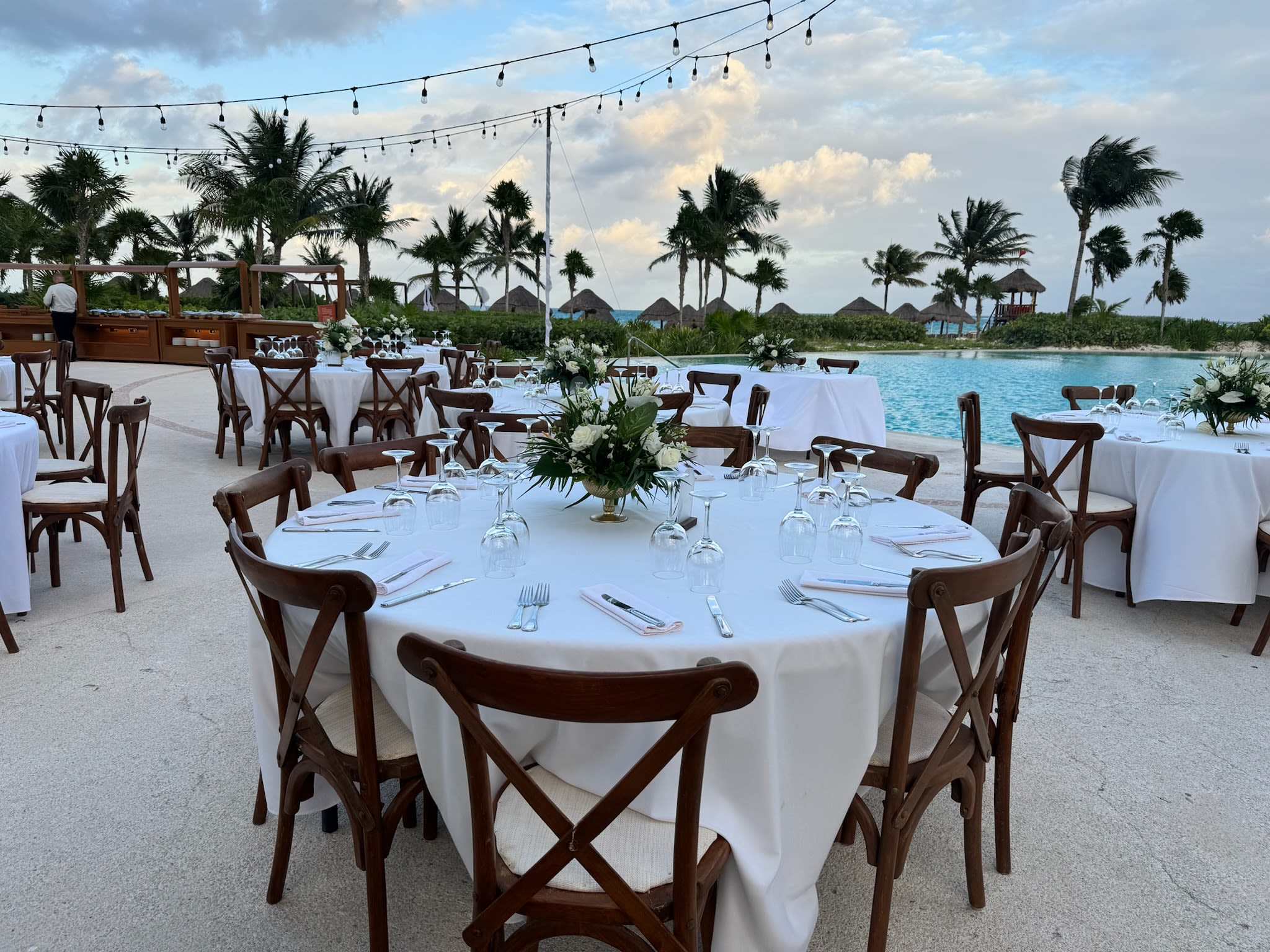 Outdoor wedding reception at Secrets Maroma