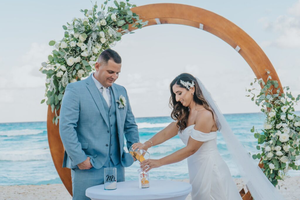 Sand ceremony at Hard Rock Cancun wedding ceremony