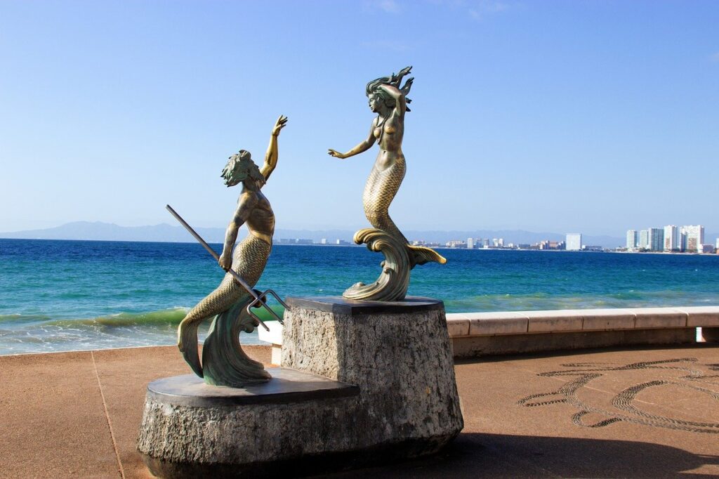 Mermaid sculptures in Puerto Vallarta