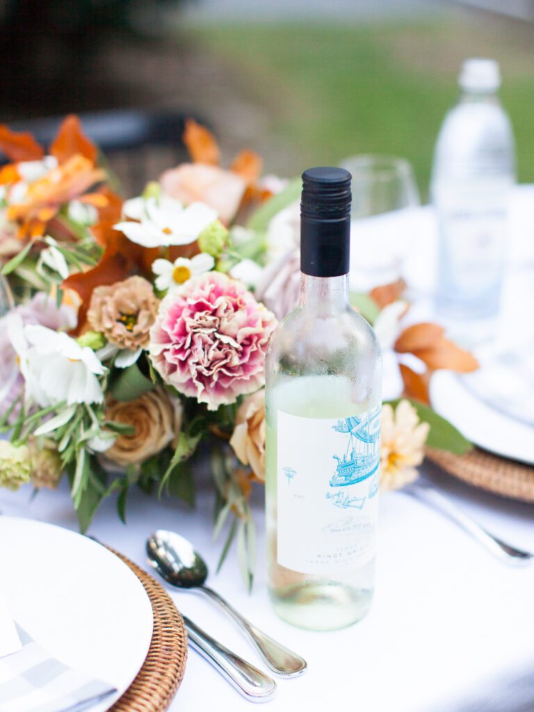 A wedding table setting at an all-inclusive resort wedding reception