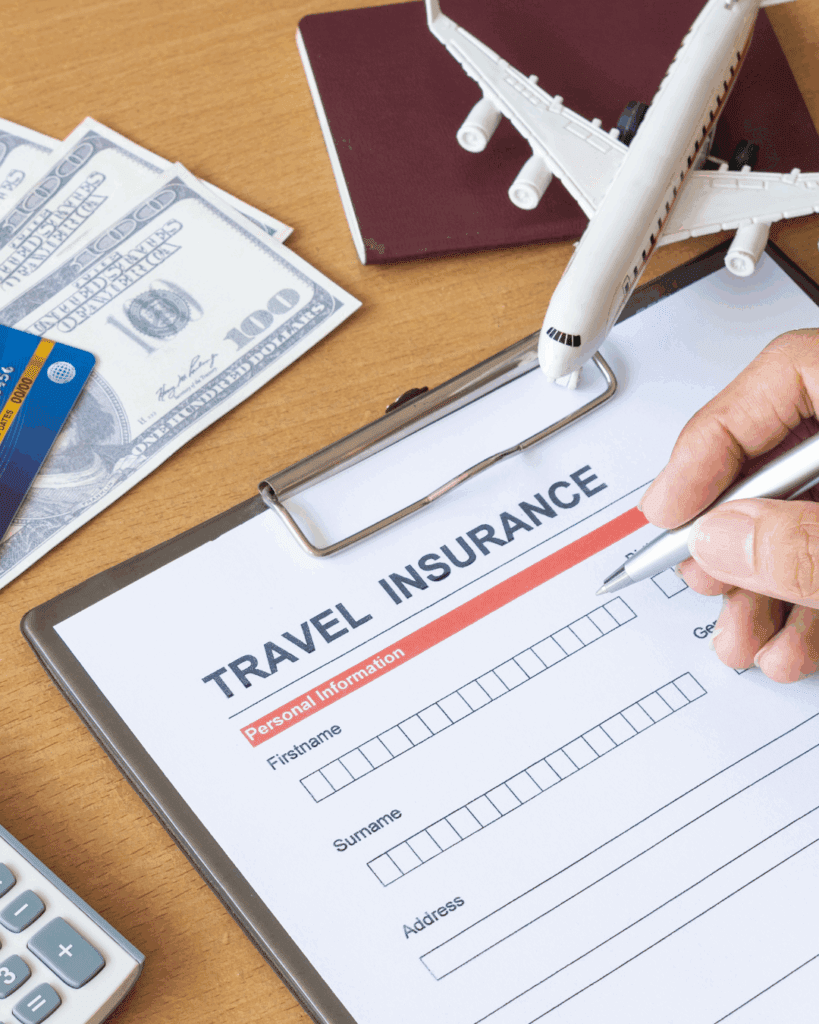 Travel insurance documents for a destination wedding