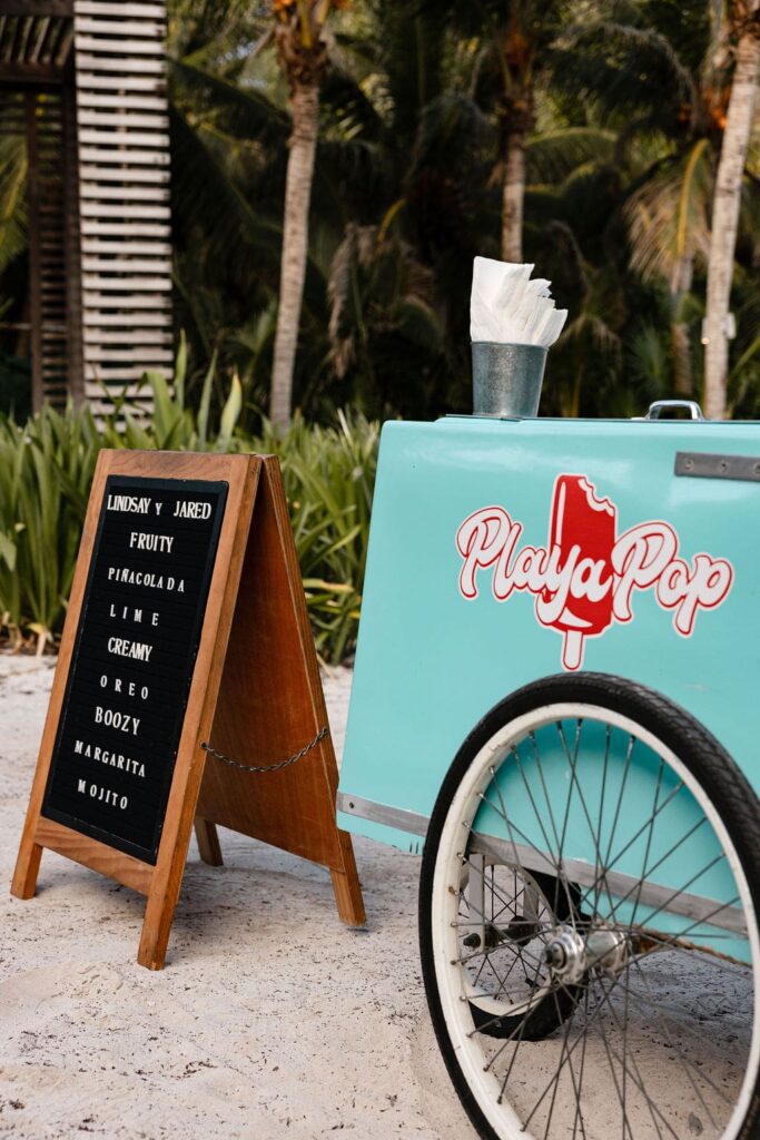 popsicle cart at Mexico wedding