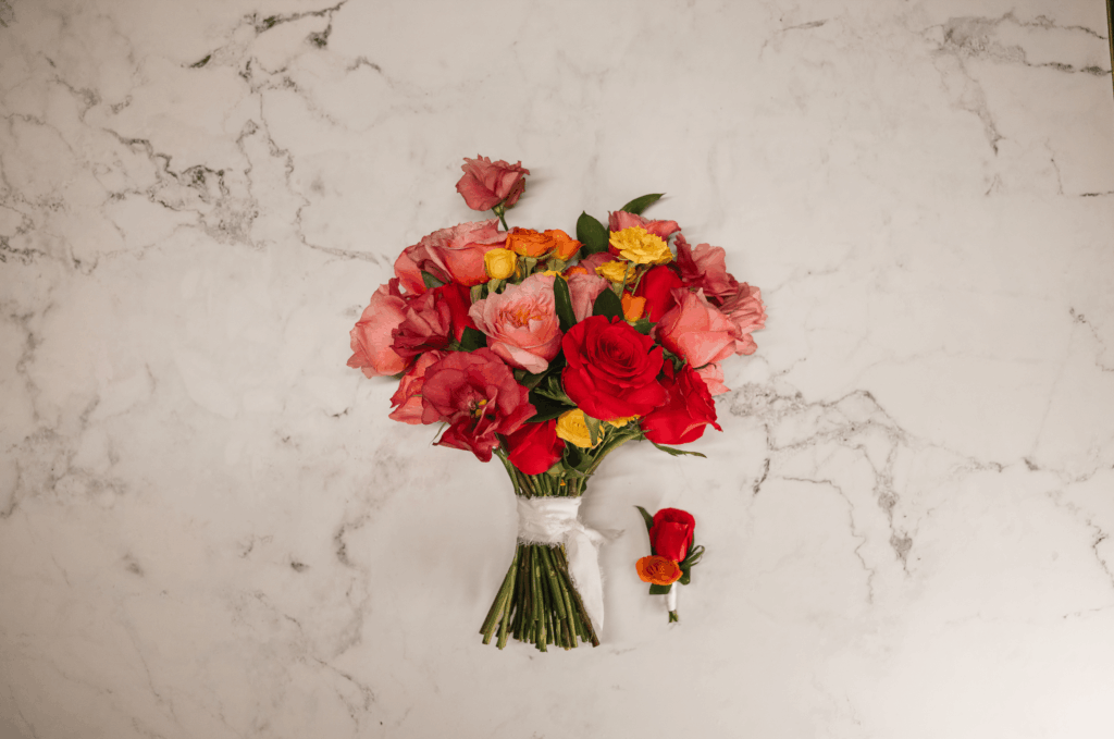 Bright and colorful bridal bouquet