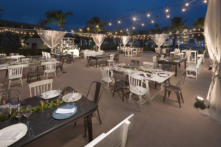 Outdoor wedding reception on the terrace of Guest hotel room at UNICO 20°87° Hotel Riviera Maya