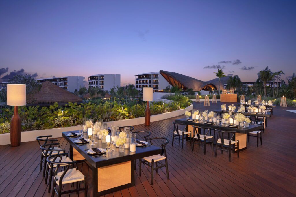 Mexico destination wedding reception on a rooftop