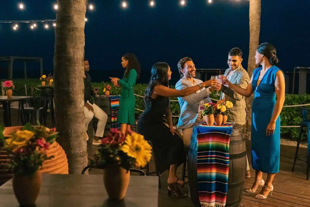 Wedding guests toasting drinks